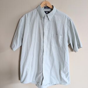 Vintage Stafford light green/aqua short sleeve button up shirt size 17